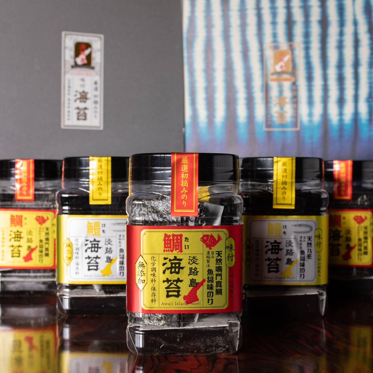 【化粧箱付6個セット】天然鳴門真鯛 / 魚醤味のり天然ハモ魚醤味のり